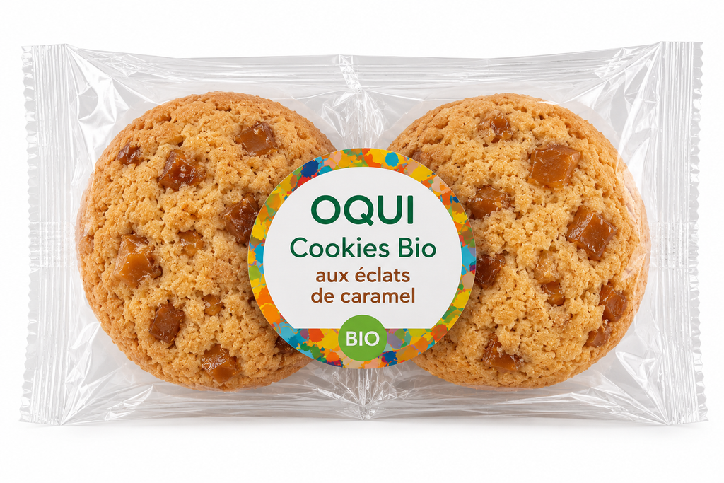 Cookies Bio aux Éclats de Caramel – OQUI – 2 × 30 g