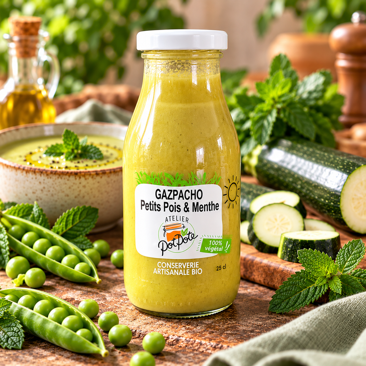 Gazpacho Bio Petits Pois & Menthe – Atelier PotPote – 25 cl