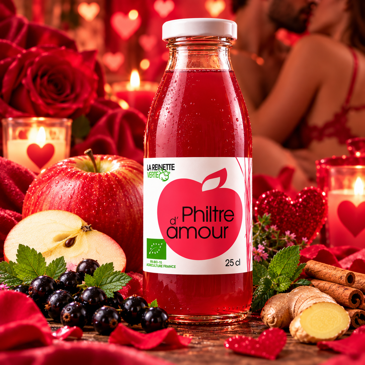 Jus Philtre d’Amour Bio – Pomme, Cassis & Épices – Les Vergers de la Reinette - 25 cl