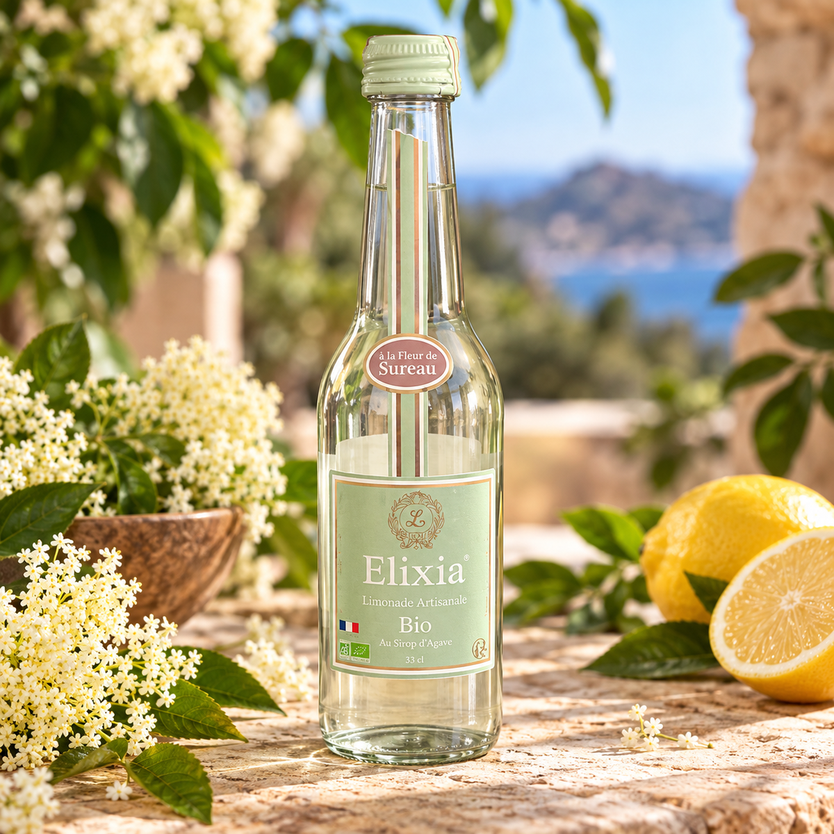Limonade Bio Fleur de Sureau au Sirop d’Agave – Elixia – 33 cl
