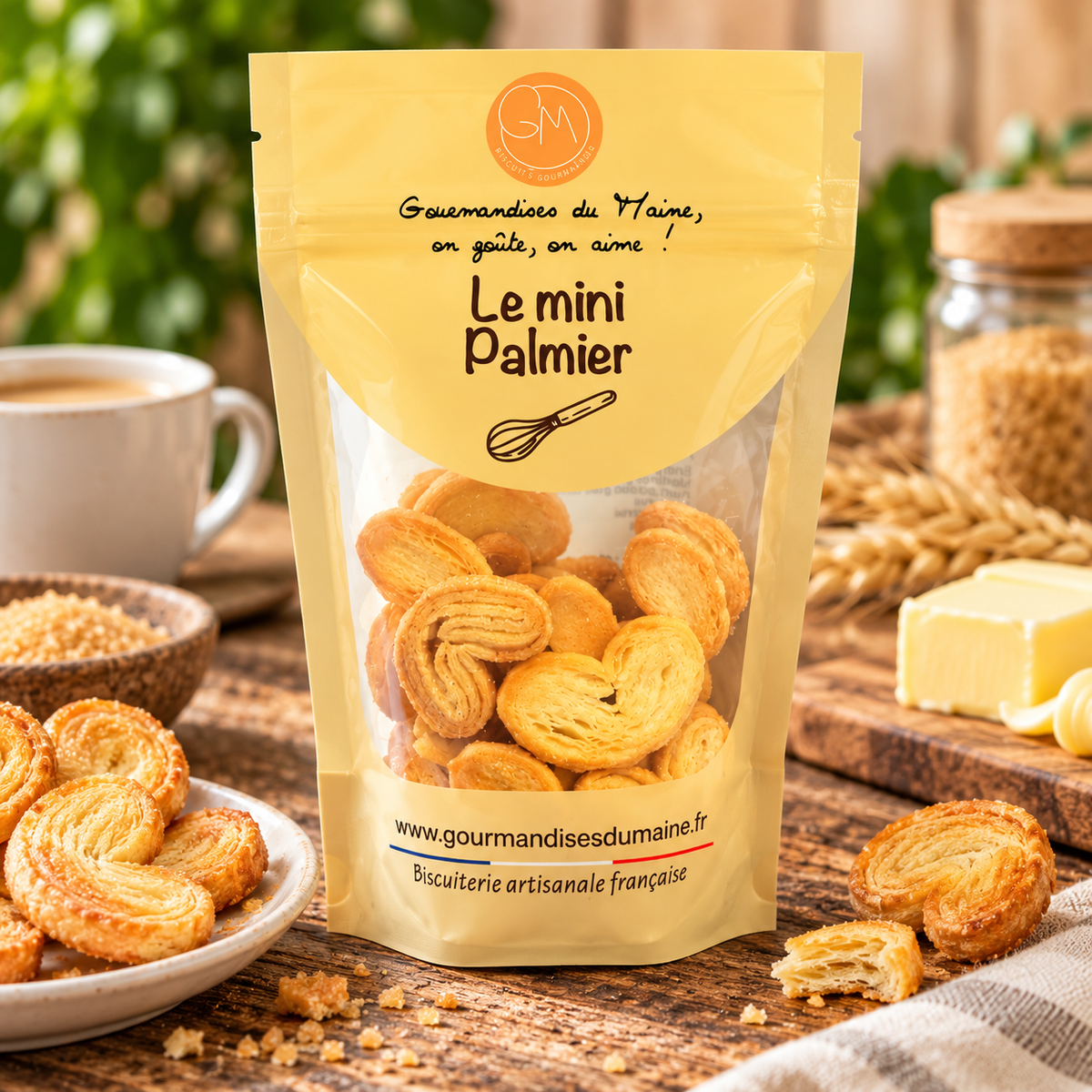 Mini palmiers – Biscuits sucrés artisanaux – Gourmandises du Maine – 100 g