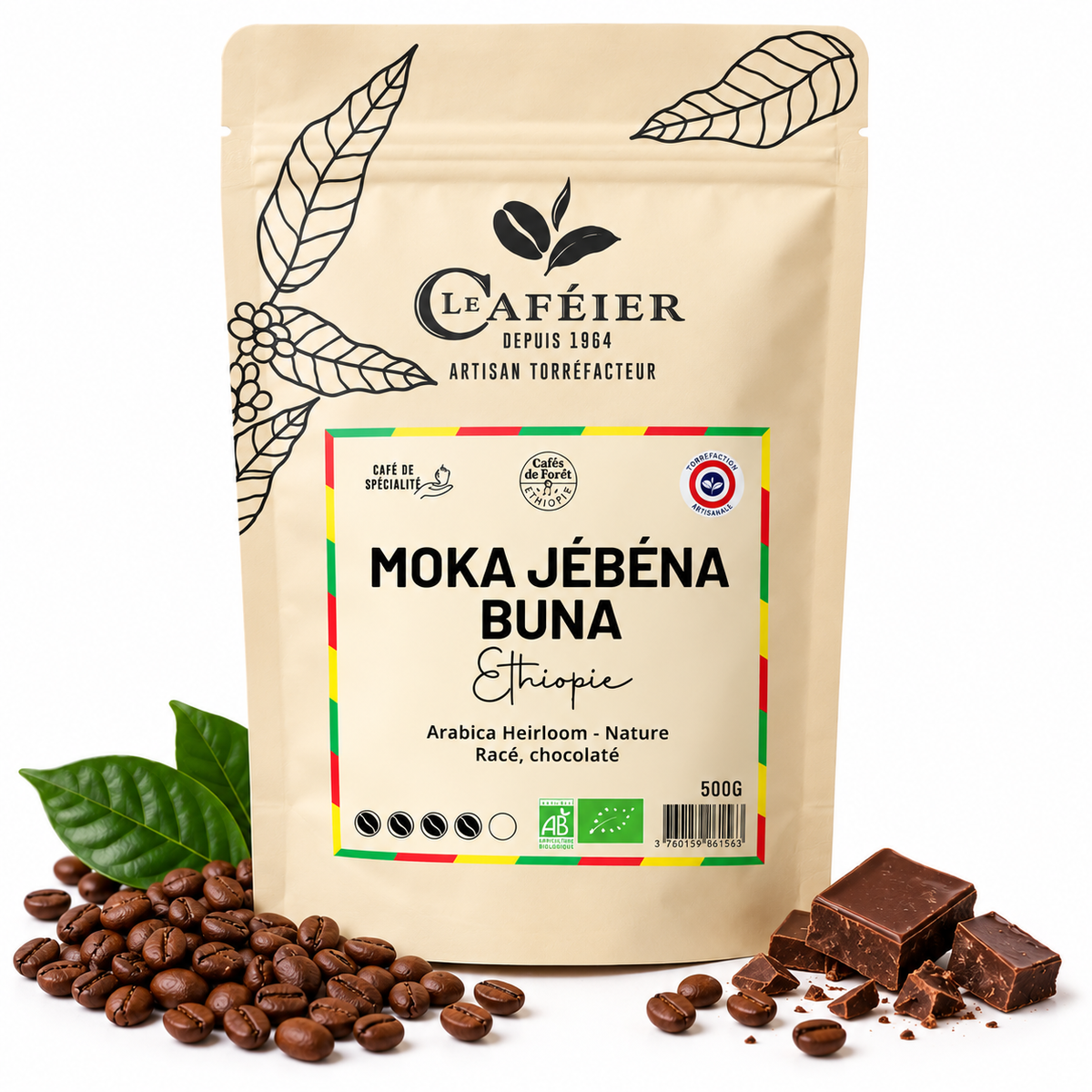 Café en Grains de Spécialité Moka Jébéna Buna – Ethiopie – Torréfié en France – Le Caféier