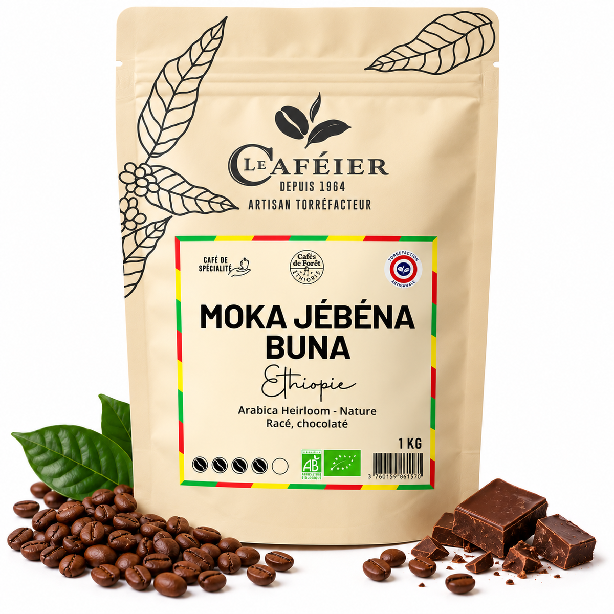 Café en Grains de Spécialité Moka Jébéna Buna – Ethiopie – Torréfié en France – Le Caféier