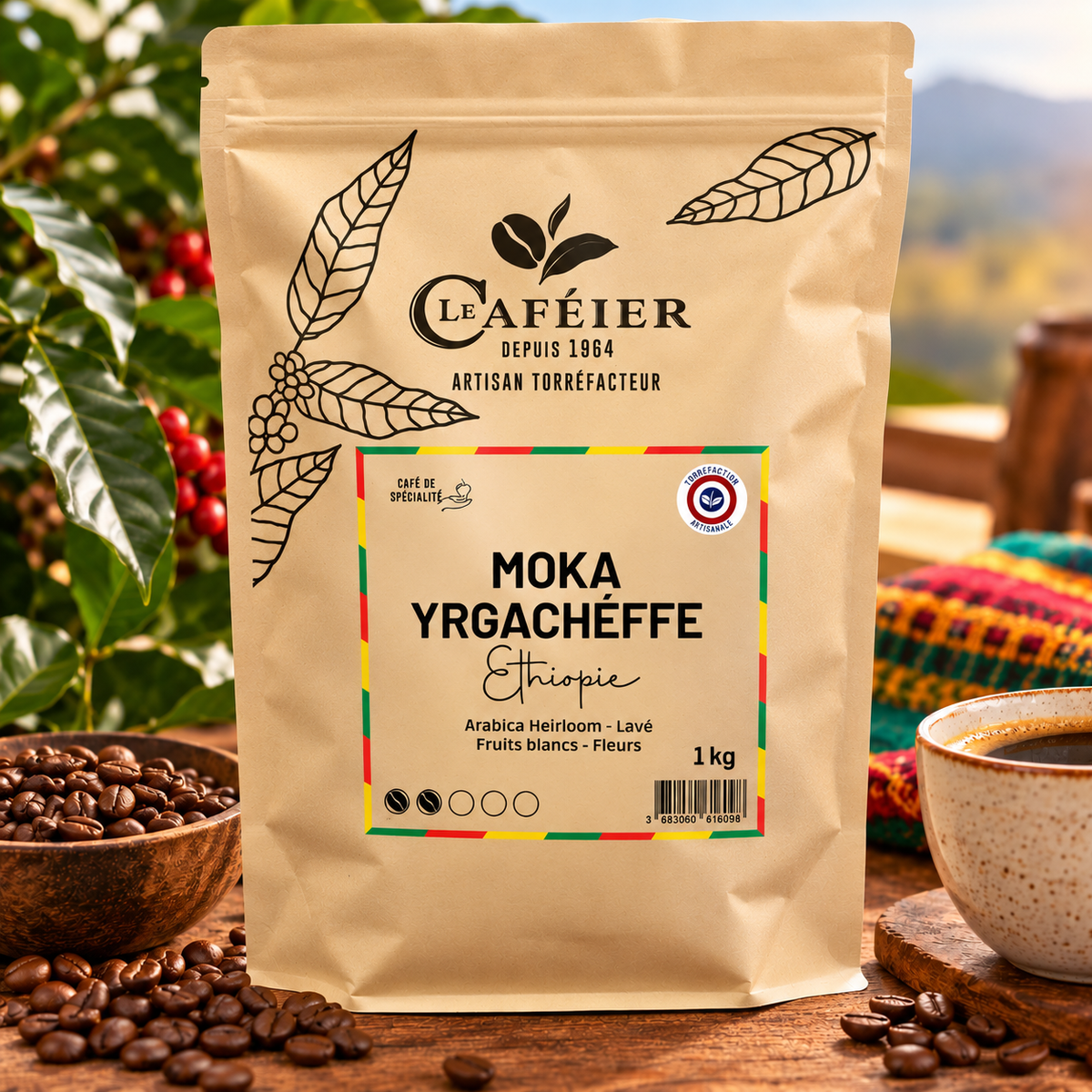 Café en Grains de Spécialité Moka Yrgachéffe – Ethiopie – Torréfié en France – Le Caféier