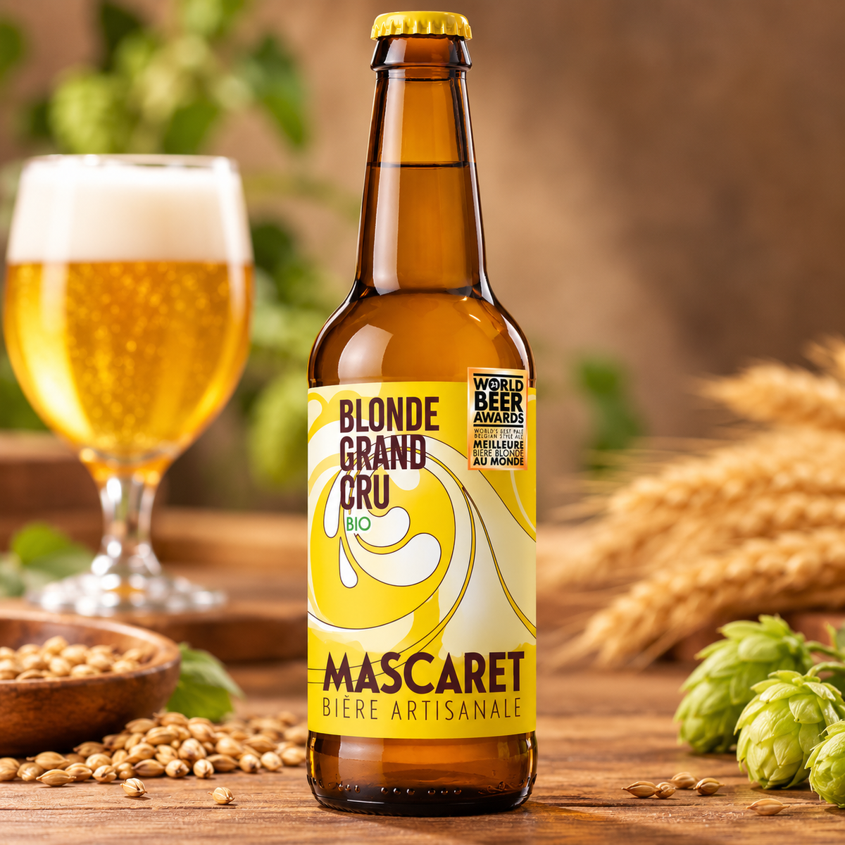 Bière Blonde Grand Cru Bio Mascaret – Bière artisanale primée – 33 cl – 5,2 %
