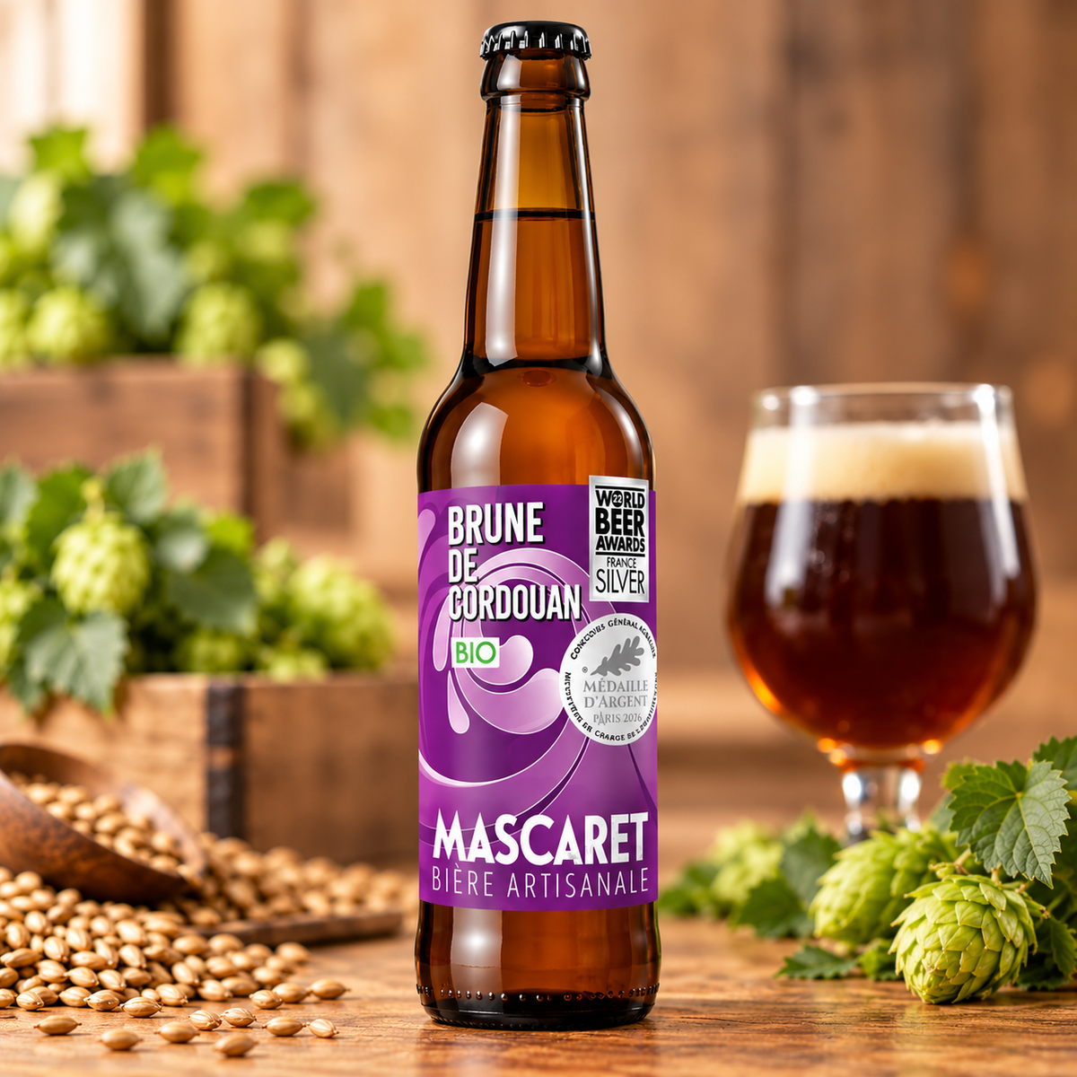 Bière Brune de Cordouan Bio Mascaret – Bière artisanale médaillée – 33 cl – 7 %