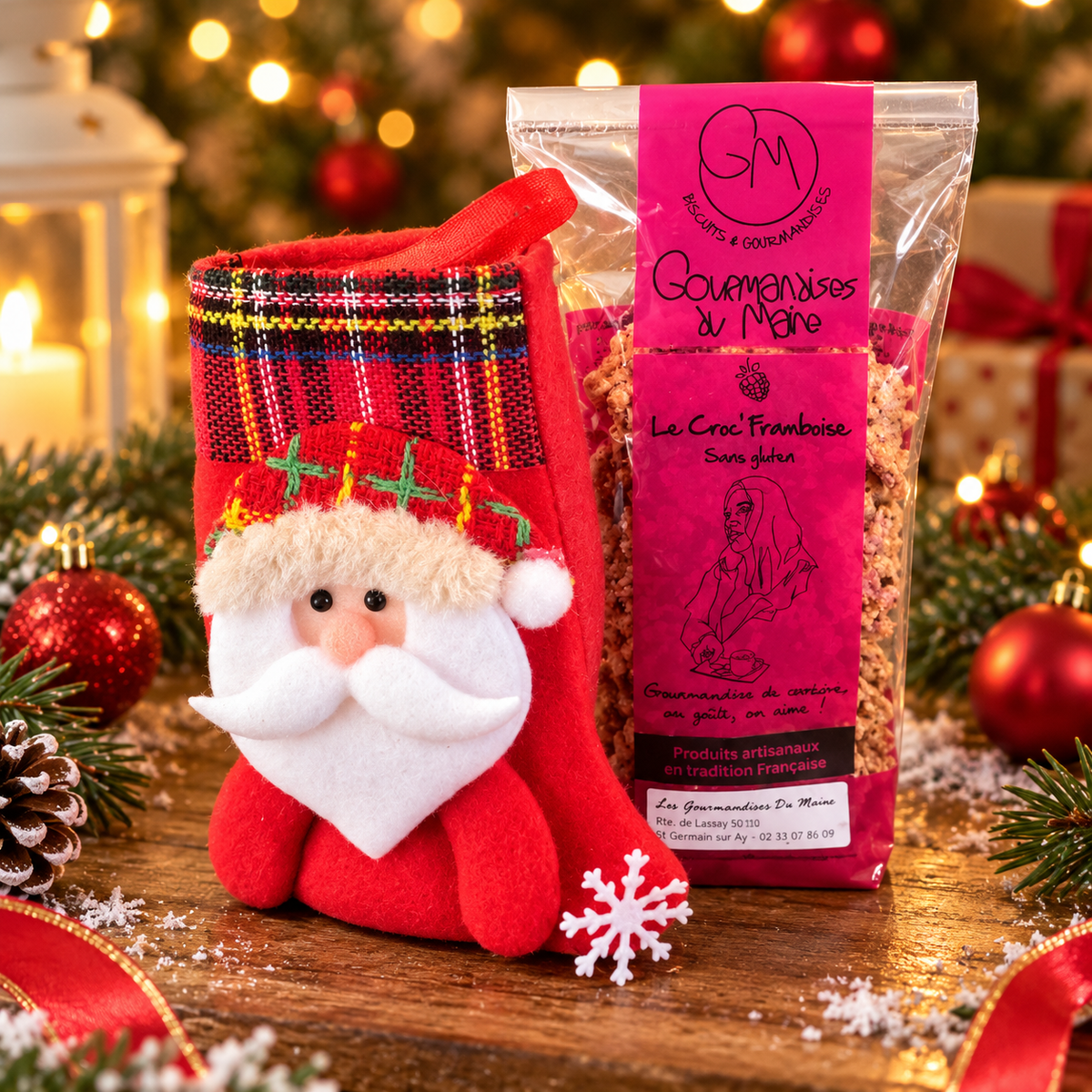 Coffret Gourmand de Noël « La Chaussette du Père Noël » à suspendre au sapin