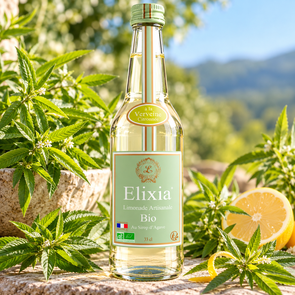 Limonade Bio Verveine Citronnée au Sirop d’Agave – Elixia – 33 cl