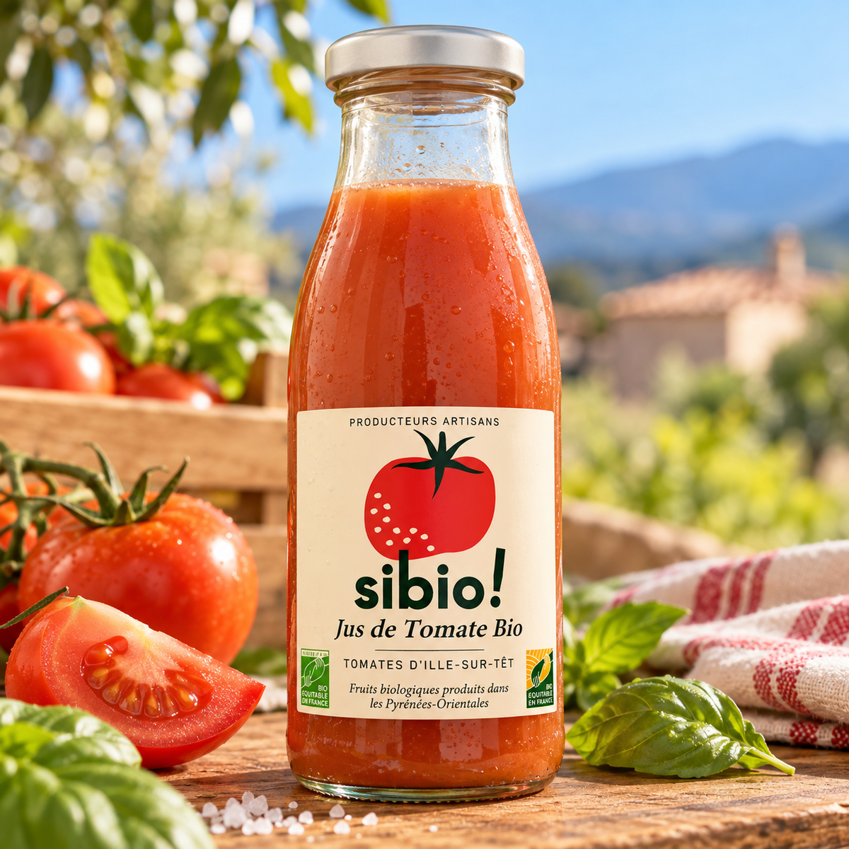 Jus de Tomate Bio Sibio! – Tomates d’Ille-sur-Têt – Bio Équitable en France – 25 cl